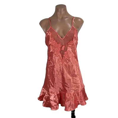 De Colección Victoria Secret Lencería Chemise Slip Babydoll Coral Aspecto Húmedo Etiqueta Dorada M Foto 1 de 4