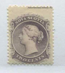 Nova Scotia 1860 2 cents mint o.g. hinged with inscription at top - Picture 1 of 1
