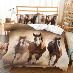 Horse Duvet Cover Set Queen Size, Galloping Horse Comforter Cover Set for Kid... - Bild 1 von 7