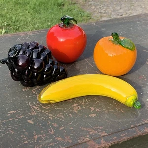 Glas Früchte Set 4 Stück Apfel Orange Kürbis & Trauben Briefbeschwerer - Bild 1 von 16