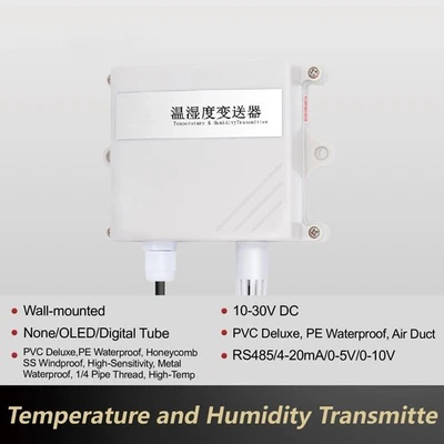 Temperature Humidity Sensor Wall Mounted RS485 4-20mA Transmitter 10-30VDC - Image 1 of 4