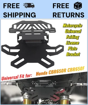Foldable License Plate Frame Bracket Mount Holder for Honda CBR CBR650R CBR650F - Image 1 of 4