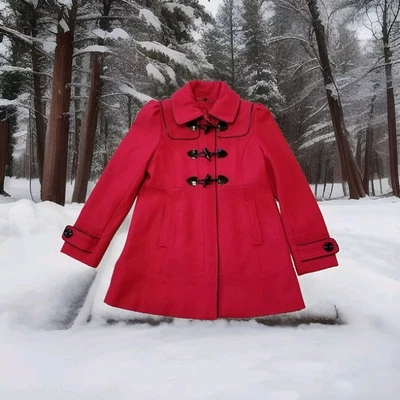 ✅Abrigo blazer Guess GRANDE para mujer ROJO mezcla de lana cremallera + palanca chaqueta SIN CAPUCHA Foto 1 de 4