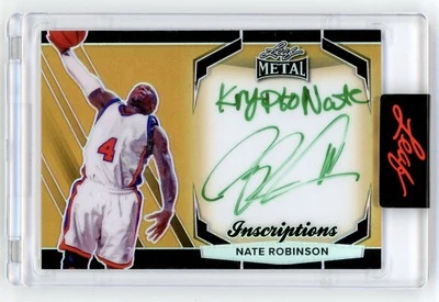 2024 Leaf Metal Inscriptions Nate Robinson Gold Prismatic Green Ink Auto /100 - Image 1 of 2