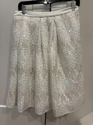 Nueva Falda Plisada Rosa Sin Fin Lentejuelas Blancas Línea A Cóctel Vacaciones Fiesta Mediana Foto 1 de 4