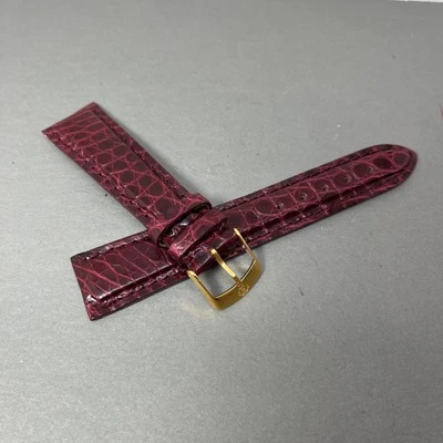 Pulseira de relógio jacaré americano genuína feita à mão na Itália 20 mm Borgonha - Imagem 1 de 4