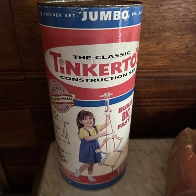 Vintage Hasbro TINKER TOY 102 Pc JUMBO BUILDER SET Construction Wood Pre-owned - Image 1 of 4