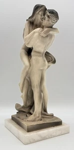 Embracing Nudes Statue on Marble - Alabaster Ornament See Description Lovers - Picture 1 of 9