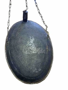 Antique Persian Water Flask Tinned Copper Canteen Asian Mughal Motif 1800s Art - Picture 1 of 9