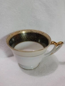 Vtg Lacy Black Mini Tea Cup Gold Band Ucagco China Made in Occupied Japan - Picture 1 of 8
