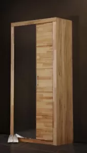 Garderobenschrank in Kernbuche teil-massiv geölt mit Spiegeltür 90 x 42 x 190 cm - Bild 1 von 5
