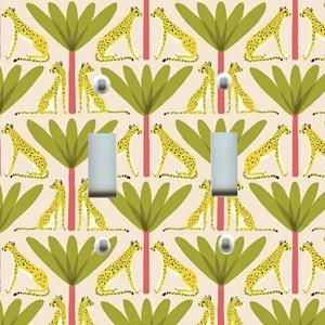 Coperchio piastra interruttore luce COASTAL HOME DECOR PALMA TROPICALE CON GHEPARDI - Foto 1 di 26