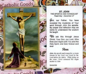 Saint John the Apostle and Evangelist + Prayer Laminated Holy Card GAN185 - Picture 1 of 3