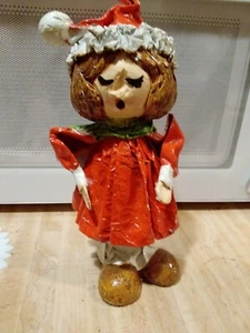 Paper Mache Vintage Christmas Caroling Girl  Unique Rare OOAK Folk Art  - Picture 1 of 2