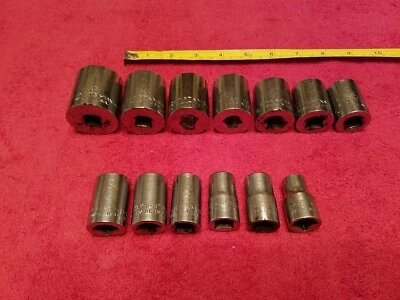CRAFTSMAN 1/2" DRIVE SAE SOCKET SET 13 PC 12 POINT VTG USA - Image 1 of 4