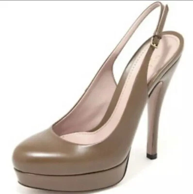 Gucci София серо-коричневый слинга назад платформе насосы. Размер 40. Новый в коробке! - Изображение 1 из 4