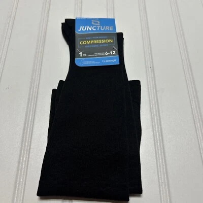 Juncture Mens Black Knee High Compression Socks 1 Pair Size 6-12* - Image 1 of 4