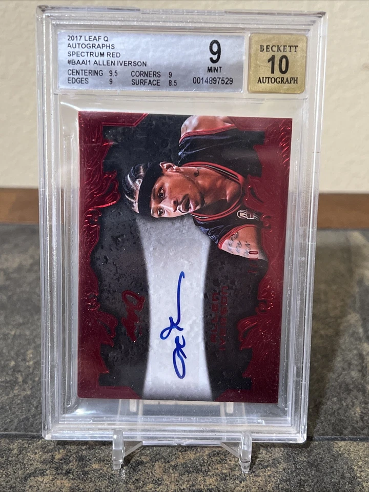 ALLEN IVERSON 2017-18 LEAF BASKETBALL AUTOGRAPH SPECTRUM RED AUTO /10 BGS 9/10 - Image 1 of 1