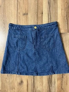 Girls Denim Skirt Size M 7-8 Cotton Snap Zipper Closure 13 Inches Long - Picture 1 of 10