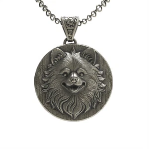 Colgante de plata de ley para perro Pomerania - Collar de plata 925 con cadena de 55 cm - Imagen 1 de 7