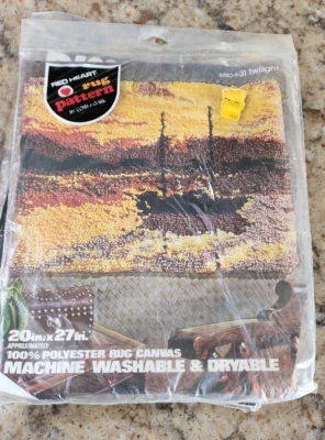 Red Heart Rug Pattern 6620  Twilight Latch Hook Sailboat Sunset Canvas Only - Image 1 of 3