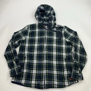 LL Bean Women's Scotch Plaid Flannel Shirt Relaxed Zip Hoodie Size Small - Picture 1 of 8