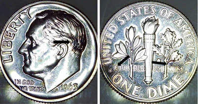 1963 Proof Silver Roosevelt Dime. Beautiful Rainbow Toning. See Video. - Image 1 of 4