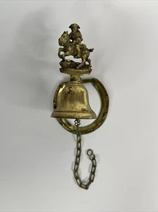 Vintage Brass Wall Mount Hanging Bell Horse Shoe Horseback Riding Dick Turpin - Picture 1 of 7