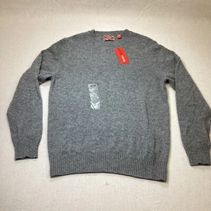 Izod Sweater Men’s Medium Gray Wool Blend Pullover Logo Preppy Grandpa NWT - Picture 1 of 15