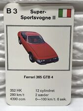 RARE vintage Carte à jouer voiture de sport allemande à échange unique des années 1960 FERRARI 365 GTB 4