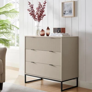 Large 3 Drawer Chest of Drawers - Hesley Taupe Stone Range - Picture 1 of 4