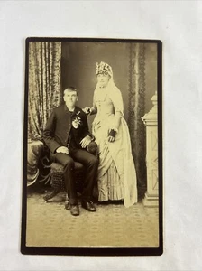 Man And Woman Wedding Portrait Antique Photograph Cabinet Card Black And White - Picture 1 of 4