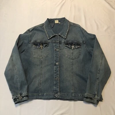 Monroe & Main Blue Denim Jacket Lined Y2K Classic Brass Buttons Womens Size 3XL - Image 1 of 4