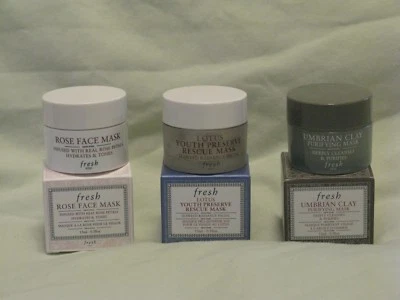 Fresh Brand Face Mask Travel Trio 'Rose, Lotus & Umbrian Clay' 15ml Sz Jars - Image 1 of 4
