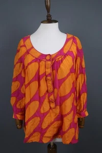 Blusa túnica camisa túnica Marimekko X H&M multicolor sobreimpresa Henley manga larga - Imagen 1 de 20