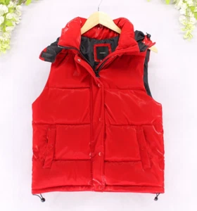Forever 21 Women's Hooded Sleeveless Puffer Vest Red Velvet Look Sz Small - Picture 1 of 8