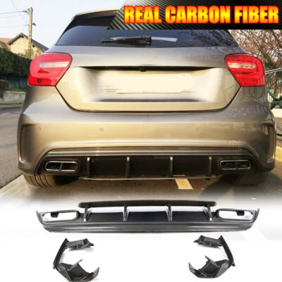 Labio difusor parachoques trasero fibra carbono real para Mercedes-Benz 2013-18 W176 A45 Foto 1 de 4