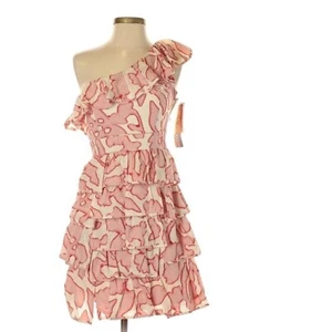 Cynthia Steffe One Shoulder Poppy Red Ruffle Dress Size 2 NWT - Picture 1 of 9
