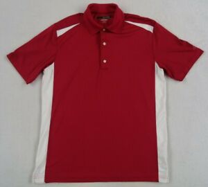 Greg Norman Men's 100% Polyester Play Dry S/S Red & White Golf Polo Shirt - S