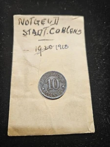 1918 Germany War Money Notgeld Coblenz Rhine 10 Pfennig - Picture 1 of 3