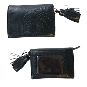 Vintage Juicy Couture Wallet Black Leather Fringed - Picture 1 of 7
