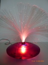 VINTAGE STYLE UFO FLYING SAUCER ROTATING FIBRE OPTIC LAMP LIGHT