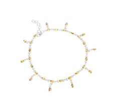 925 Solid Sterling Silver Faceted Yellow Citrine Anklet B B