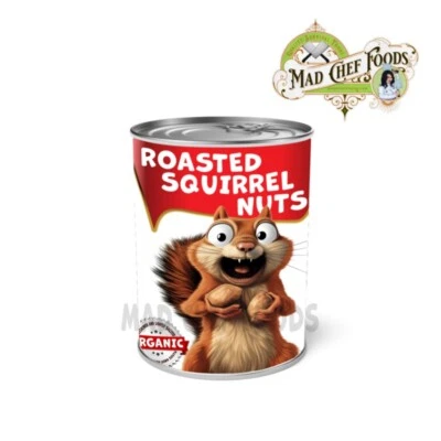 MAD CHEF FOODS LLC Roasted Squirrel Nuts Soup Can Label CHRISTMAS STOCKING STUFFER Joke Gag Santa