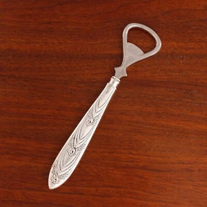 AMERICAN STERLING SILVER HANDLED BOTTLE OPENER FLORAL CASCADE 20THC NO MONOGRAM - Picture 1 of 3