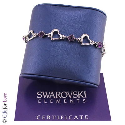 Bracciale Tennis argento Swarovski Element originale G4Lov cristalli donna cuori - Immagine 1 di 4