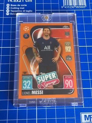 Topps Match Attax UCL Chrome 2021/22 Messi # 157 # Orange Refractor Parallel /25 - Image 1 of 3