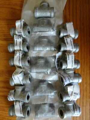 Lot of 18 Mueller B&K 1/8" x 1/8" x 1/8" Galvanized Tee T Pipe Fitting 18 Pk - Image 1 of 4