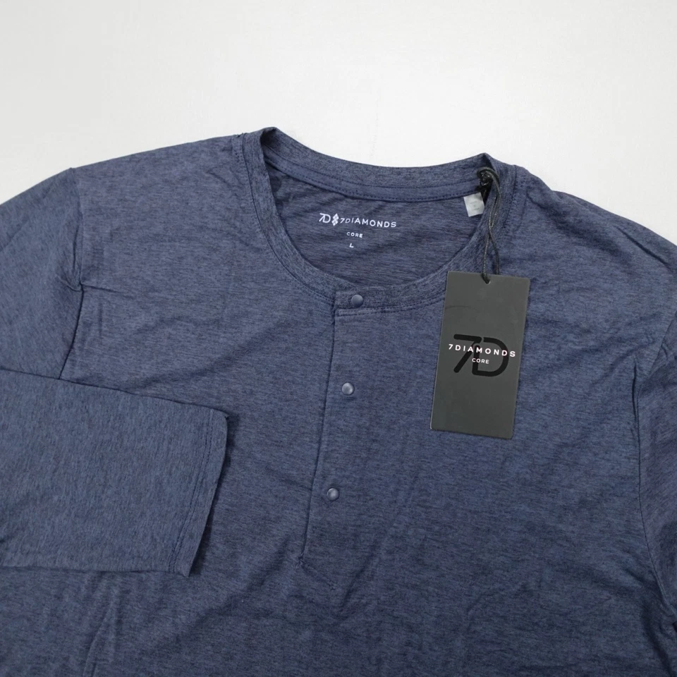 Camisa masculina 7 Diamonds Core Henley Performance manga longa azul tamanho G - Imagem 1 de 4