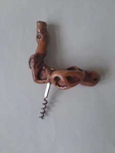 Antiguo sacacorchos vintage de madera raíz de vid botella de vino abrecorchos uva vid bur - Imagen 1 de 5